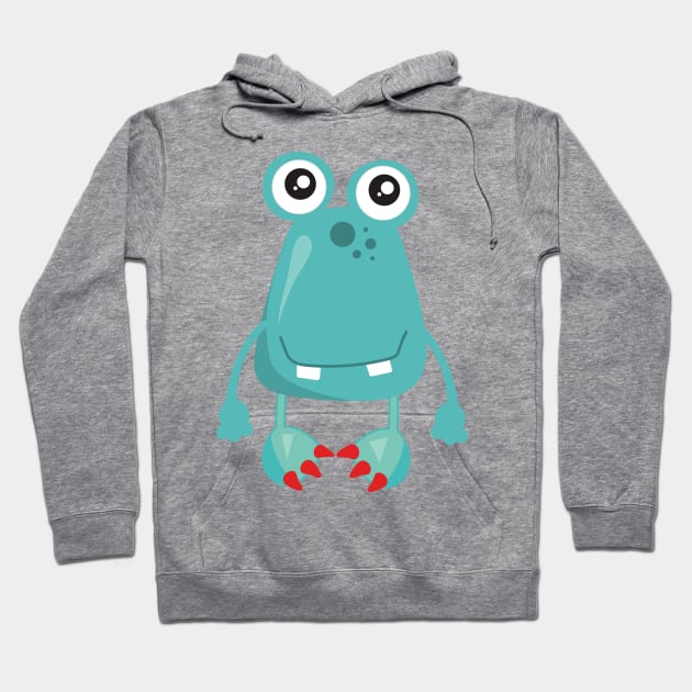 Cute Monster, Blue Monster, Funny Monster, Silly Hoodie by Jelena Dunčević